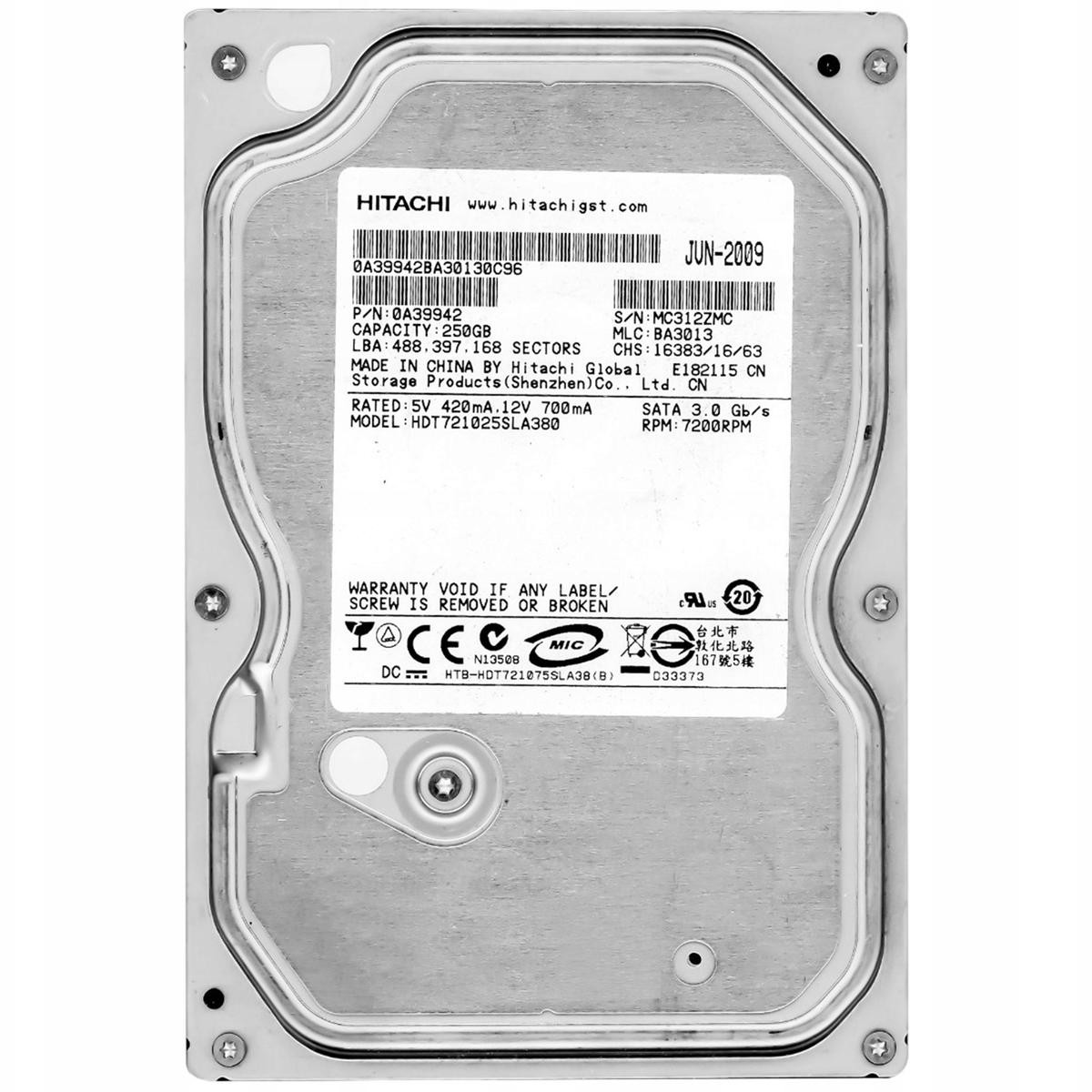 Hitachi HDD Hard Disk 250GB 3.5" Desktop Computer Server NAS DVR PC