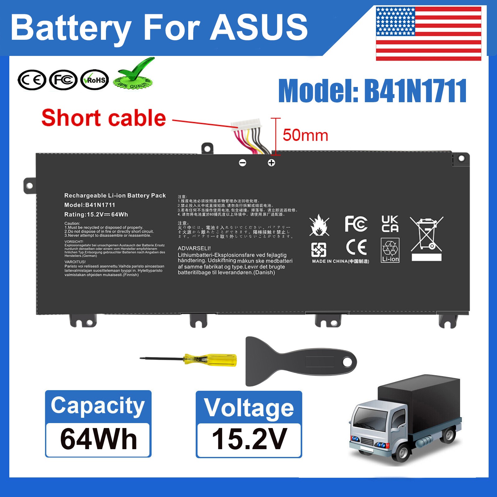 ✅NEW B41N1711 BATTERY FOR ASUS ROG STRIX GL503GE GL703GE GL503VM FX503 15.2V US
