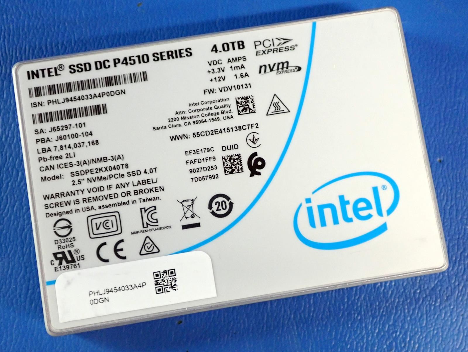 INTEL SSDPE2KX040T8 4TB 2.5" NVME/PCIe 2.5" NVME SSD  84% - 86% Health