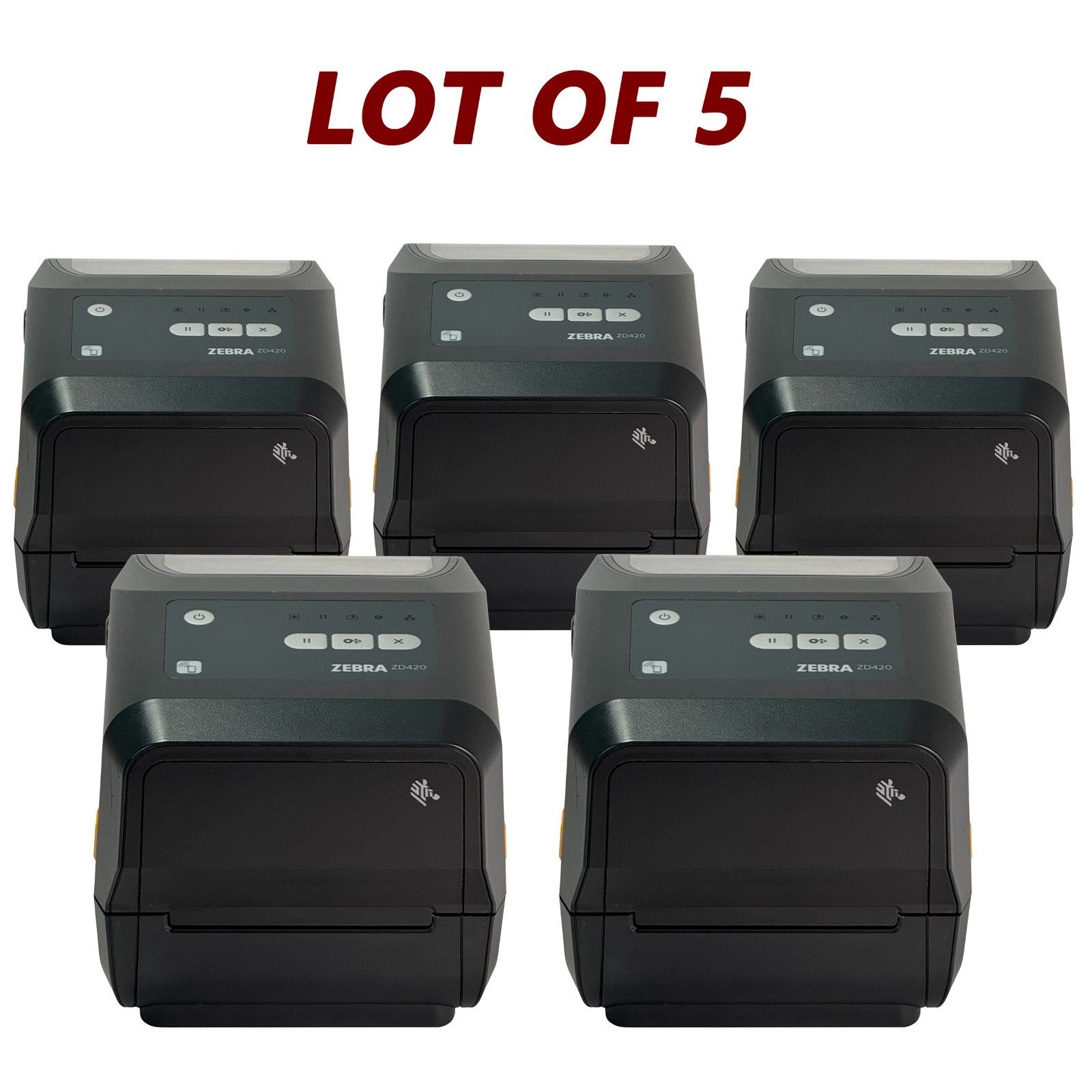 LOT OF 5 Zebra ZD420 Thermal Transfer Label Printer 300dpi WiFi USB No Adapter