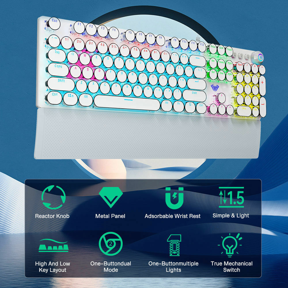 AUAL Square punk F2088 Blue Switch Mechanical Keyboard 108 Keys RGB USB Wired