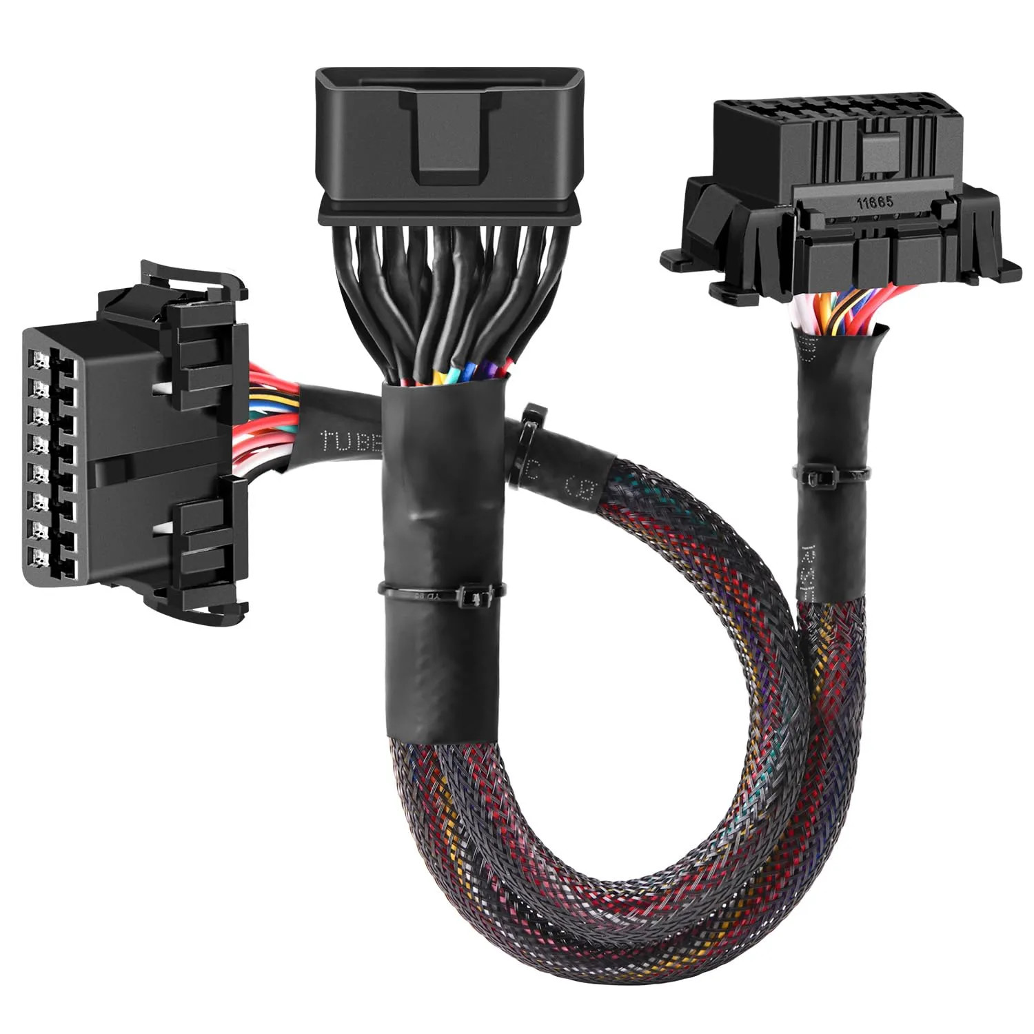 OBD2 16 Pin Y Splitter Extension Cable 1FT 30CM Male To Dual Female Diagnostic