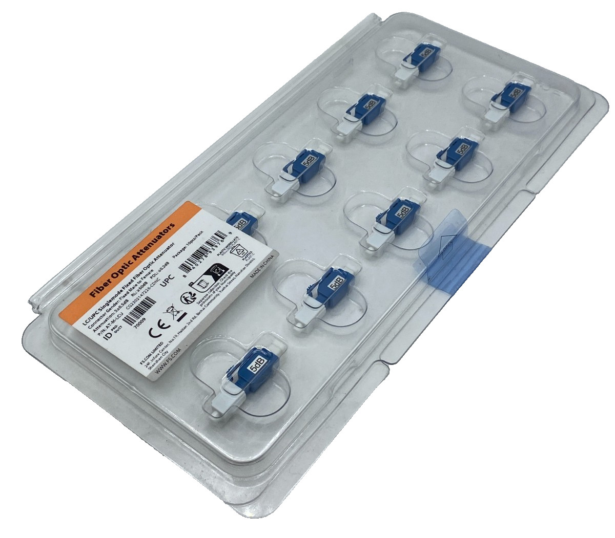 FS.COM LC/UPC Singlemode Fixed Fiber Optic Attenuator 5dB Male-Female, 10-Pack