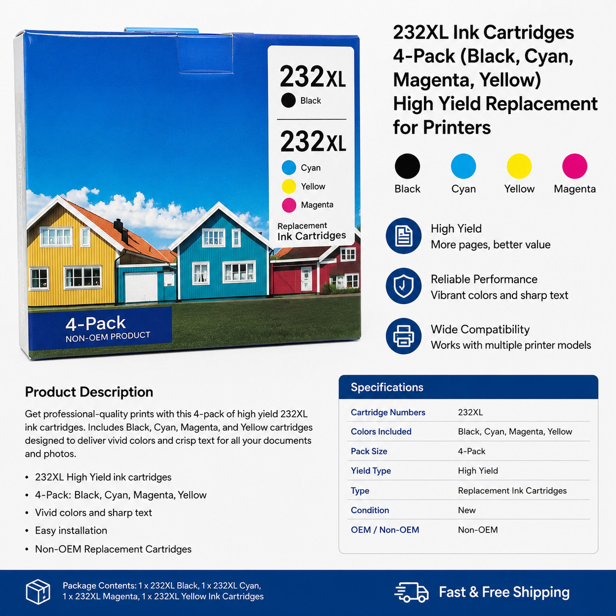 (213)232XL Ink Cartridges Compatible for Epson XP-4200 WF-2930 Printer Qty 2 