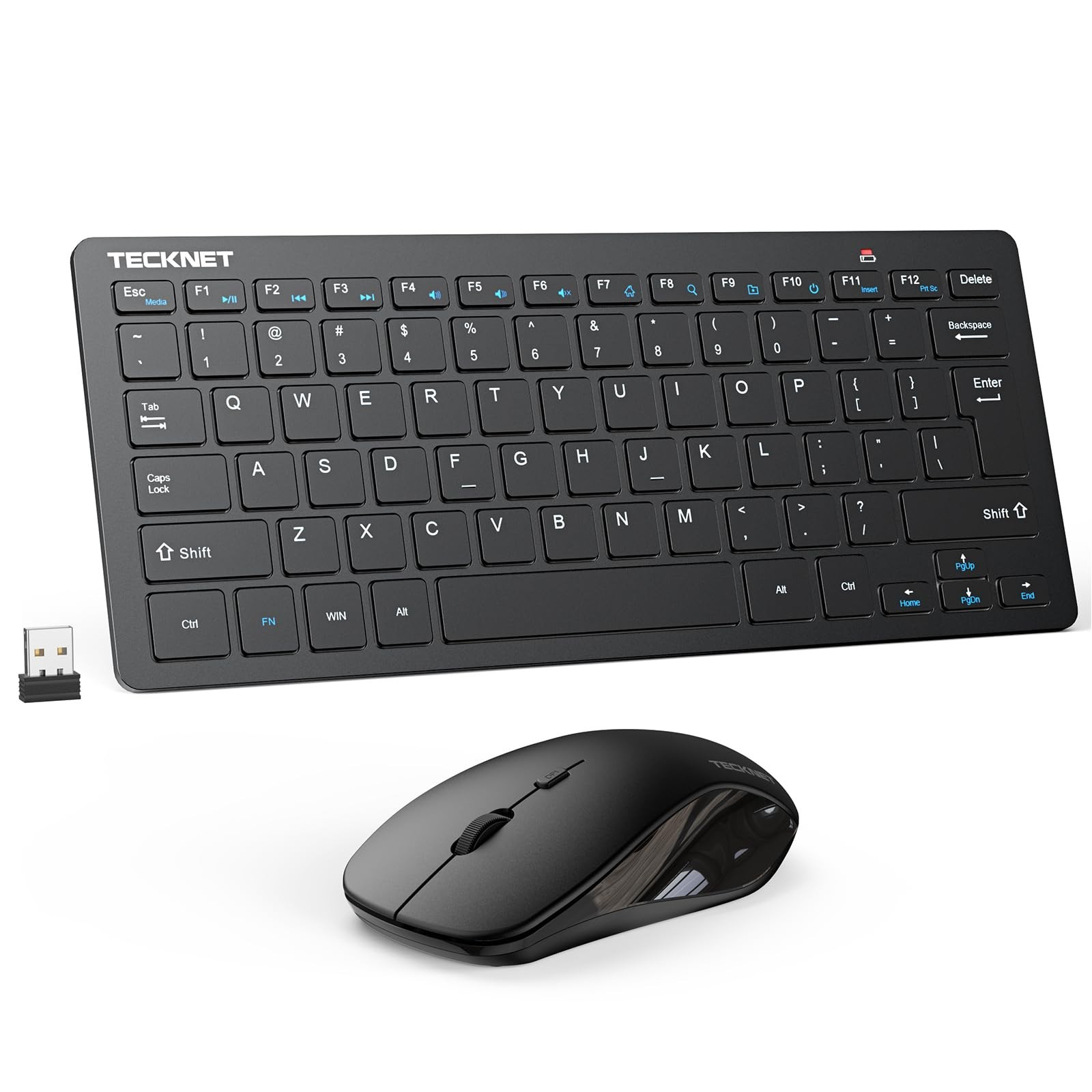 TECKNET Wireless Keyboard and Mouse Combo, Mini Cordless Computer Keyboard Mouse