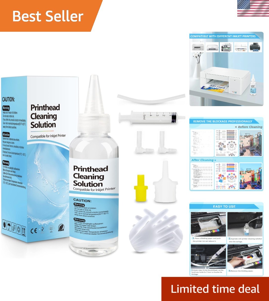 Ultimate Printhead Cleaning Kit - 100ML Solution for All Major Inkjet Printers