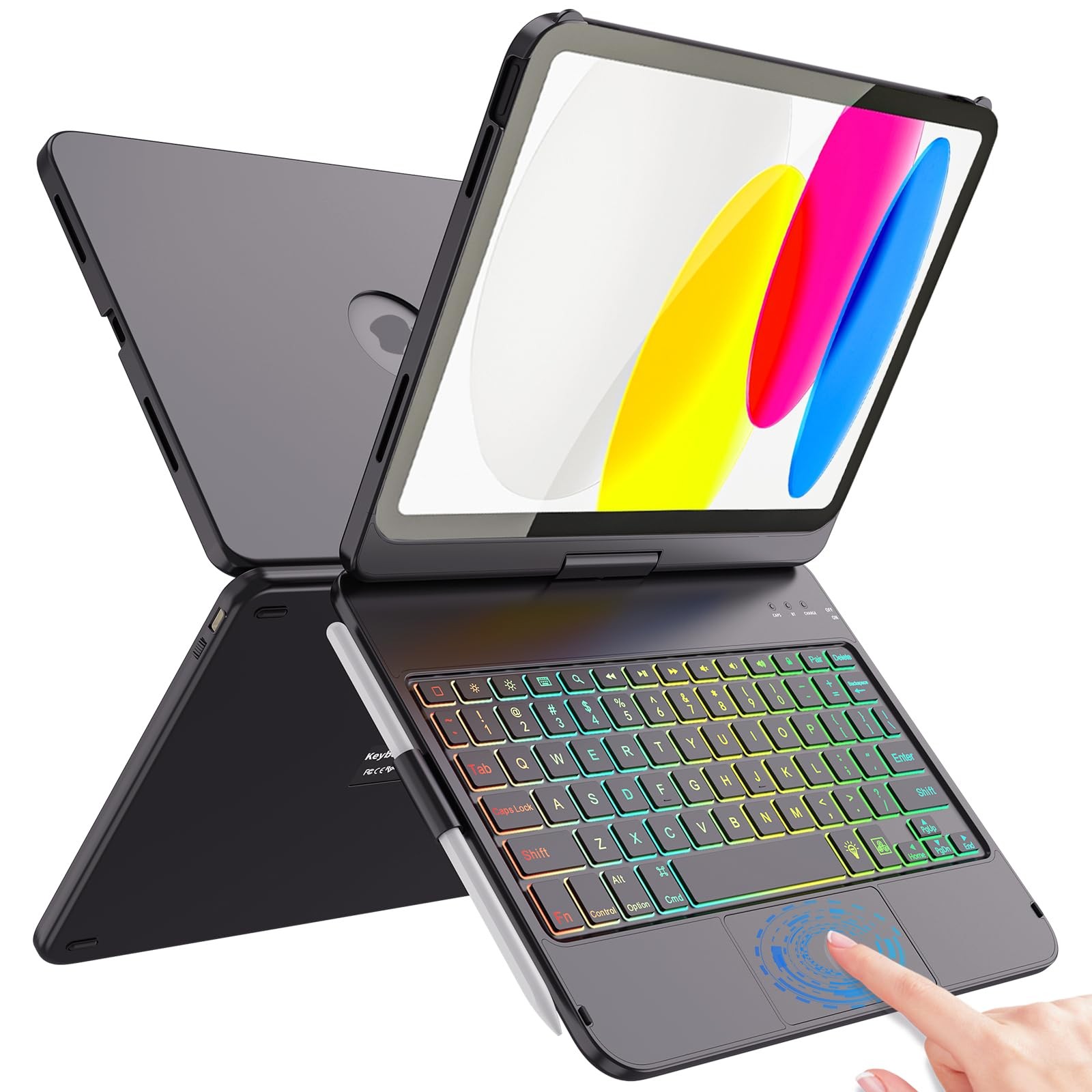FUWANG Touch Keyboard Case for iPad (A16) 11th Generation 11 inch Black