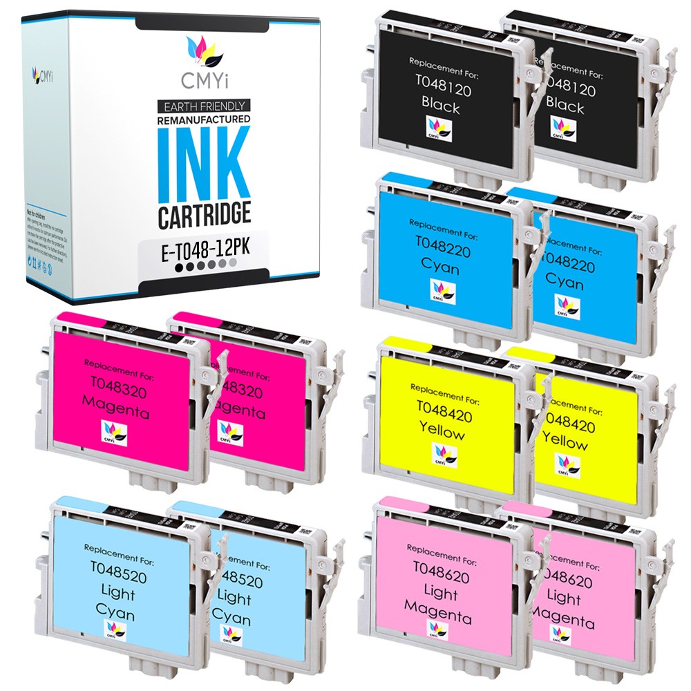 CMYi 12PK Compatible Epson 48 Printer Ink Cartridges for Stylus Photo R320 R340
