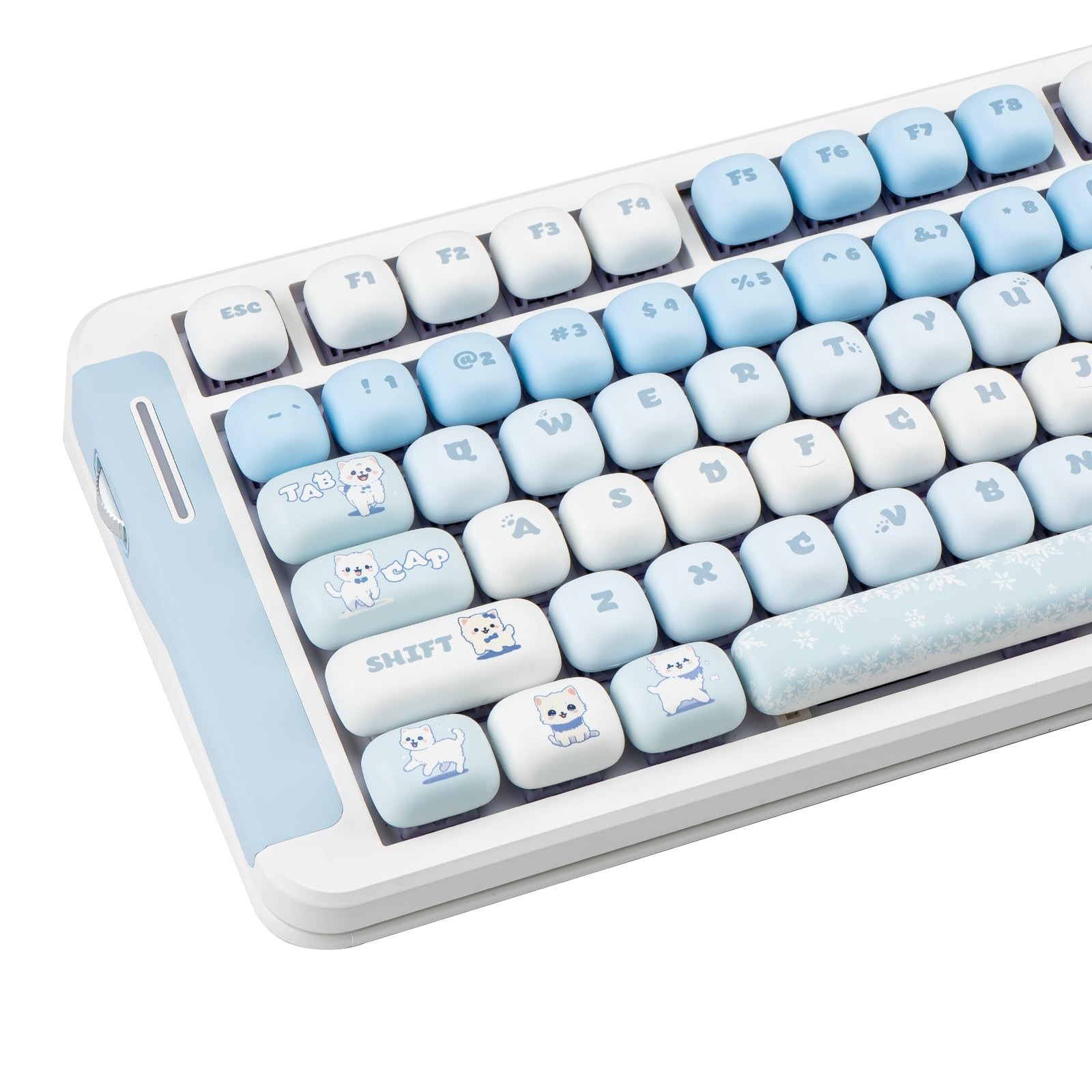 Cute PBT Keycap Set, Round MOG Profile Blue Keycaps Durable PBT