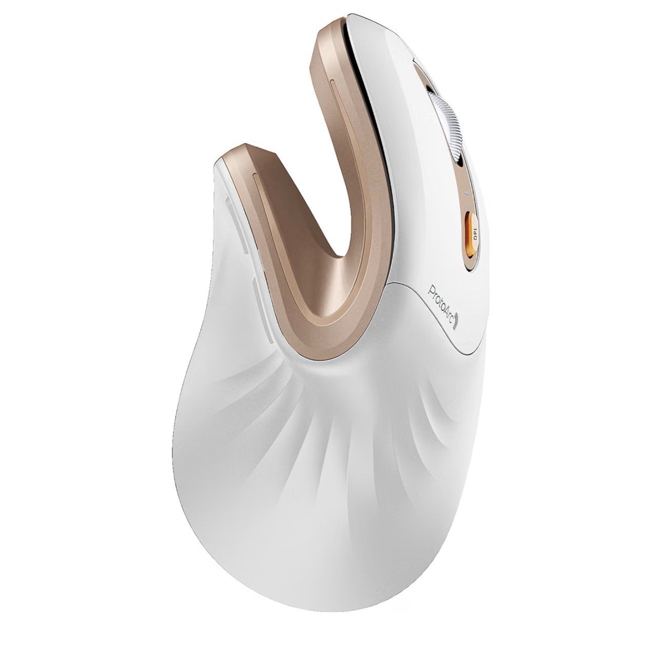 ProtoArc EM11 NL Wireless Ergonomic Vertical Mouse, Rechargeable White Gold