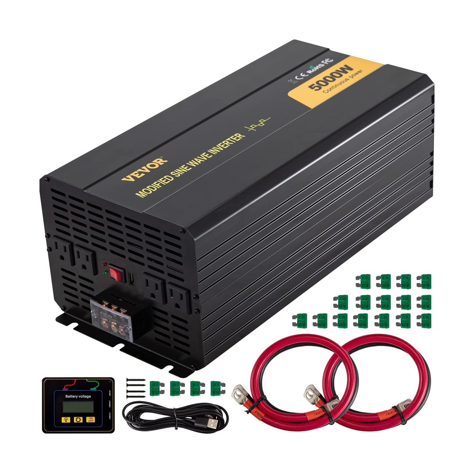 VEVOR Power Inverter, 5000W Modified Sine Wave Inverter, DC 12V to AC 120V Ca...