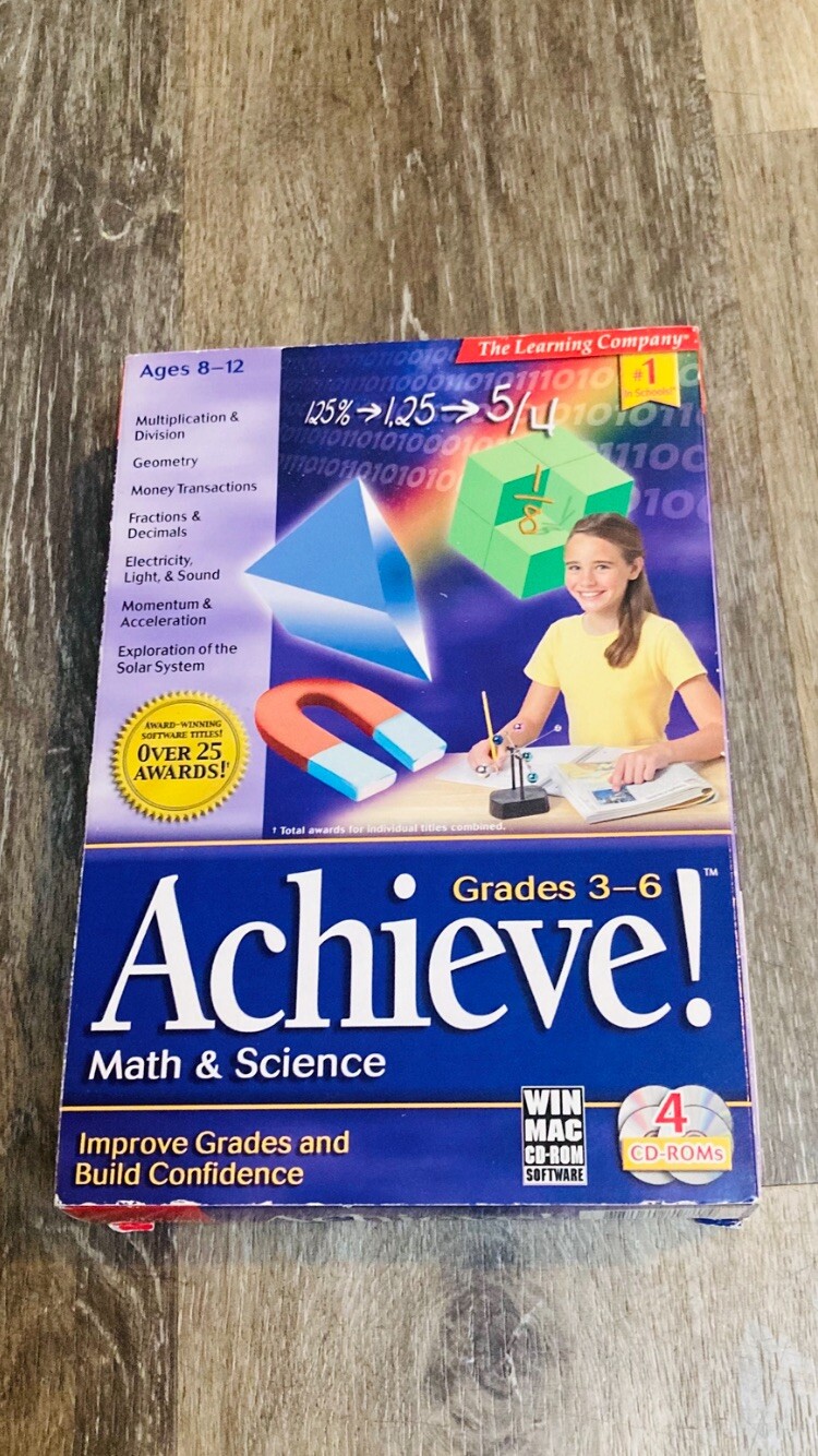 Achieve Math & Science Ages 8-12 Grades 3-6 The Learning Company WIN MAC CD NIB