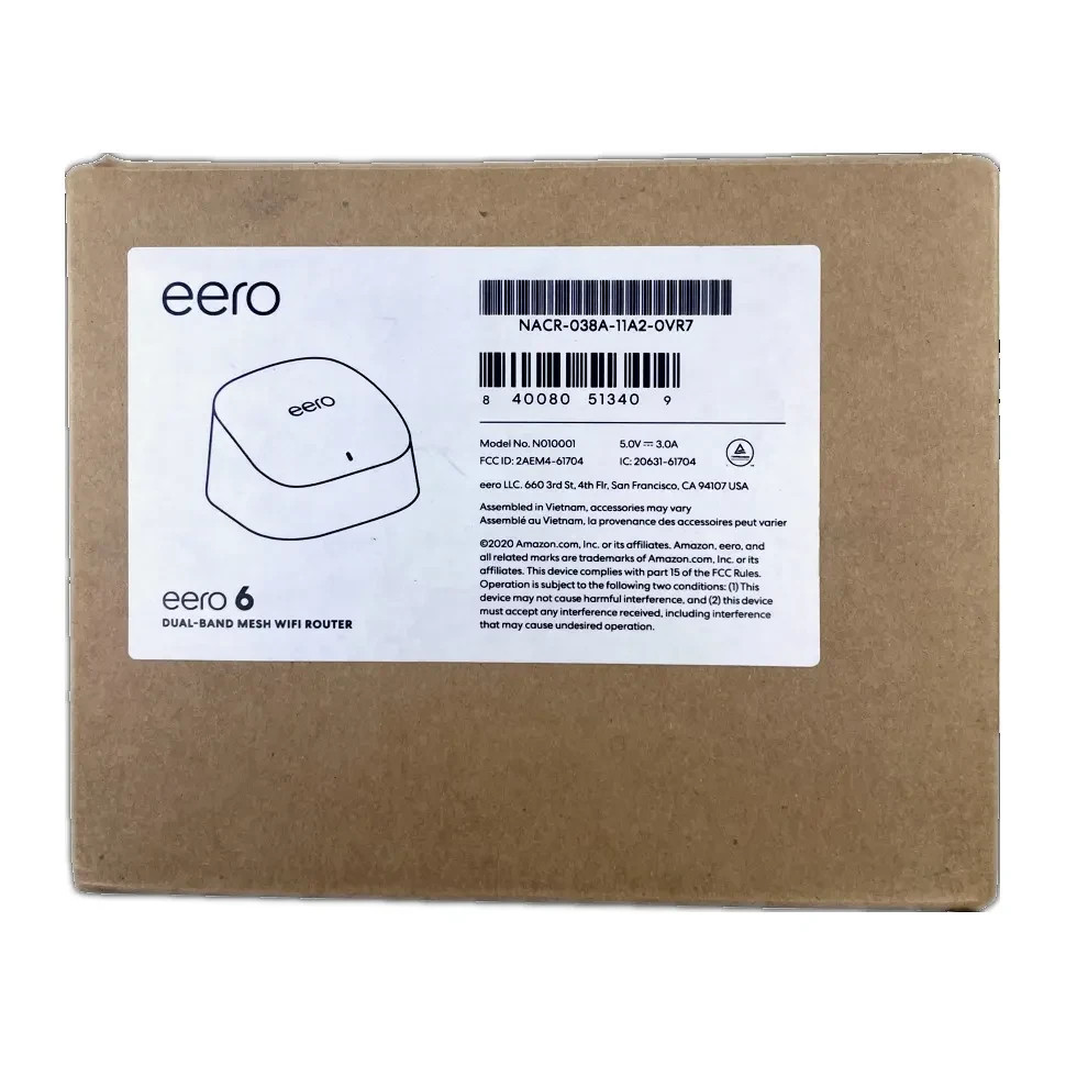 Eero 6 Dual-Band Mesh WiFi 6 Router Up to 1 Gbps 1,500 Sq Ft - White