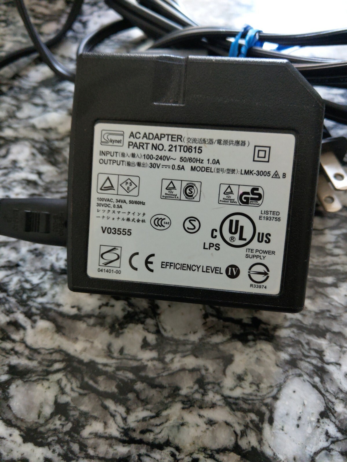 Skynet AC Power Adapter  21T0615 Mod. LMK-3005 30V 0.5A for Printer 