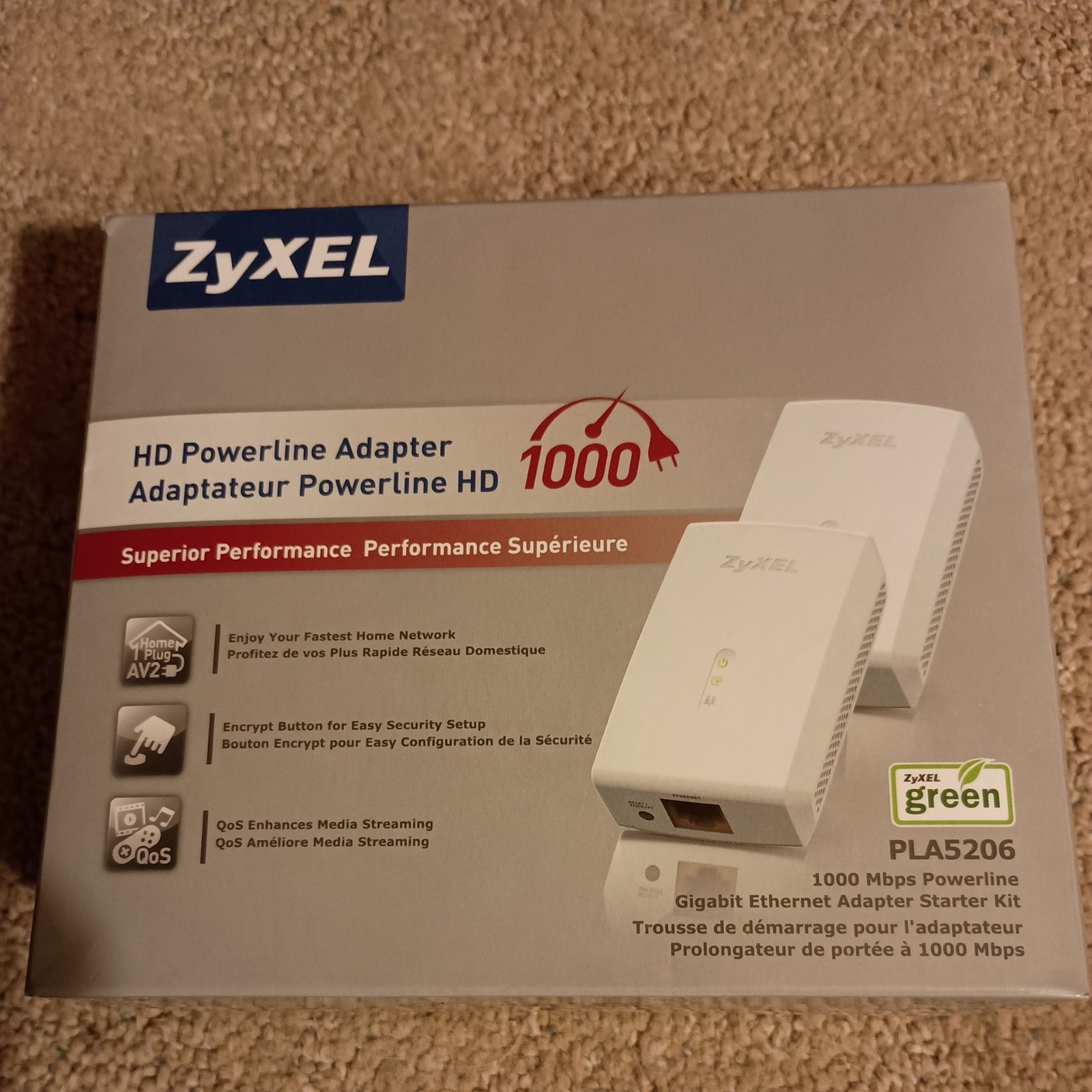  New ZyXEL PLA5206 HomePlug 1000 Mbps Powerline Gigabit Ethernet Adapter