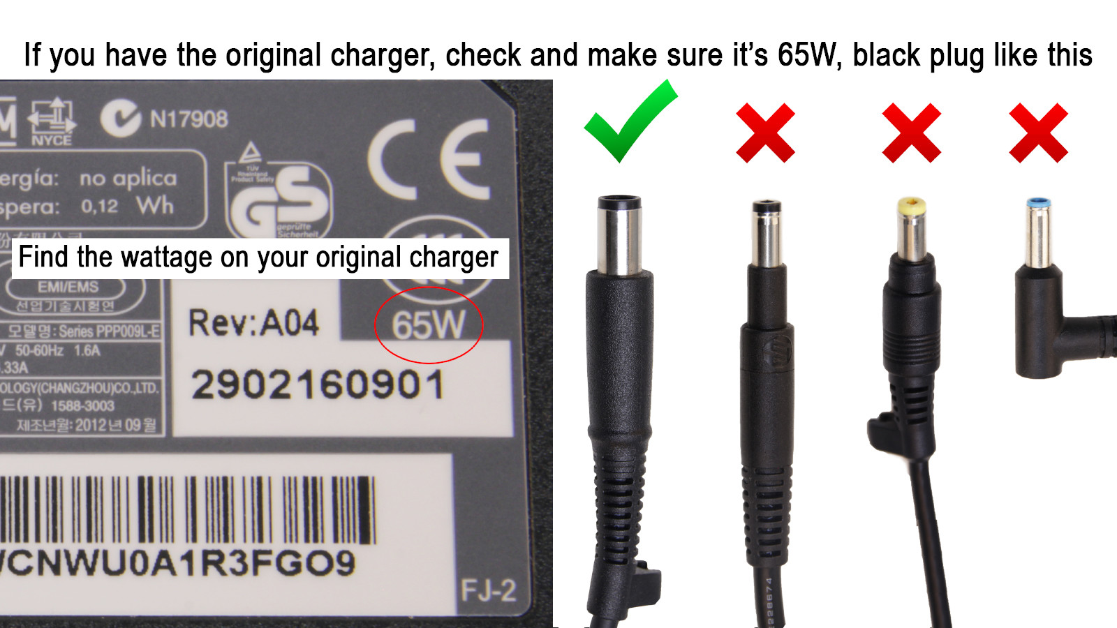 Original HP AC Charger for FS184UA#ABA FS185UA#ABA FT468UA#ABA FT474UA FT475UA