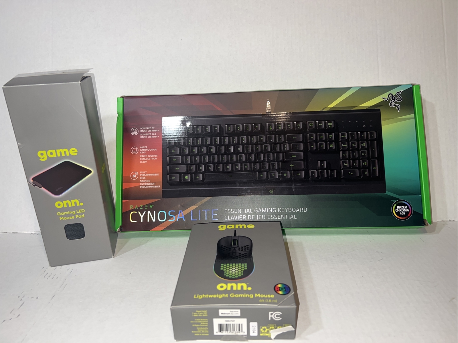 Onn Lightweight LED Programmable Gaming Mouse & Mouse pad & Razer Lite Keyboard