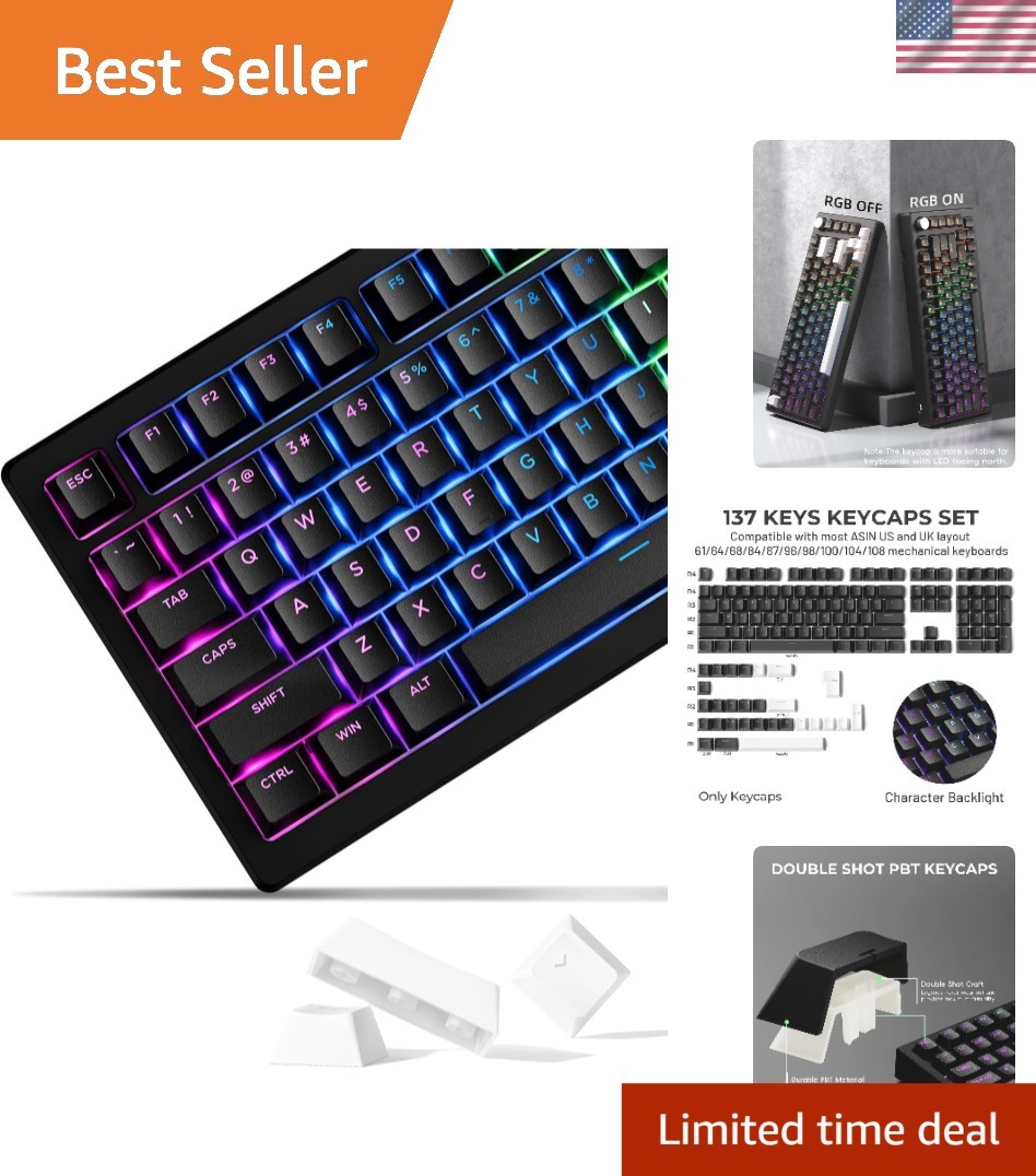 High-Quality XVX Doubleshot PBT Keycap Set - 137 Keys, Shine Through Design