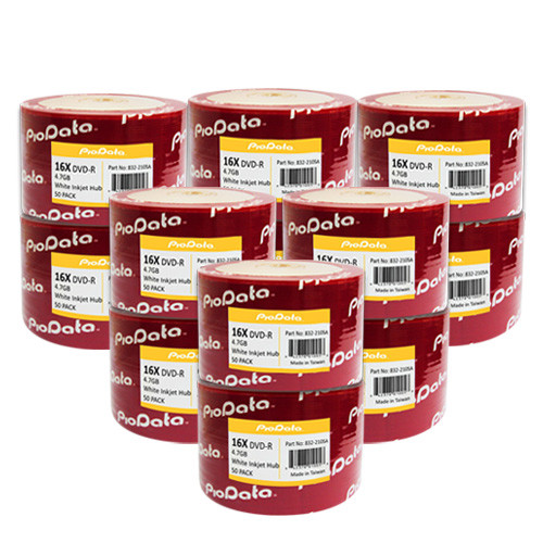 600 PC PioData 16X 4.7 GB DVD-R White Inkjet Hub Printable Disc 832-210SA