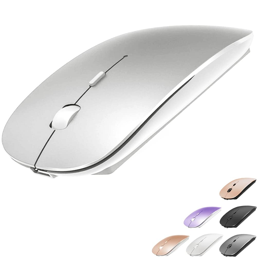 KLO Rechargeable Bluetooth Mouse for MacBook/MacBook air/Pro/iPad, Silver 