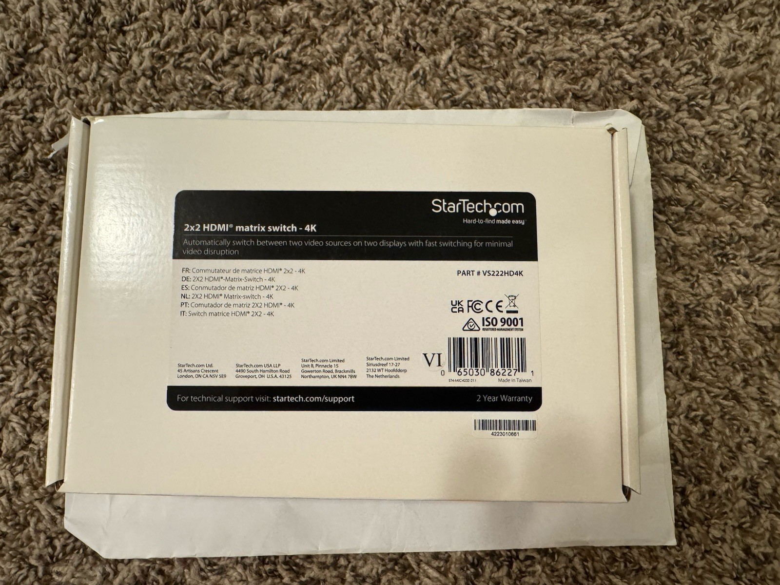 StarTech.com VS222HD4K 2x2 HDMI Matrix Switch - 4K with Fast Switching and