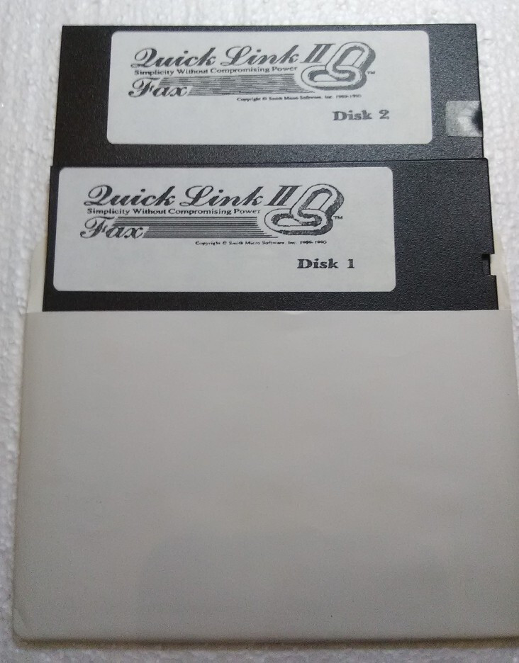 Quick Link II 2 Fax IBM DOS Two 5.25" Floppy Disks 1992 Retro PC software
