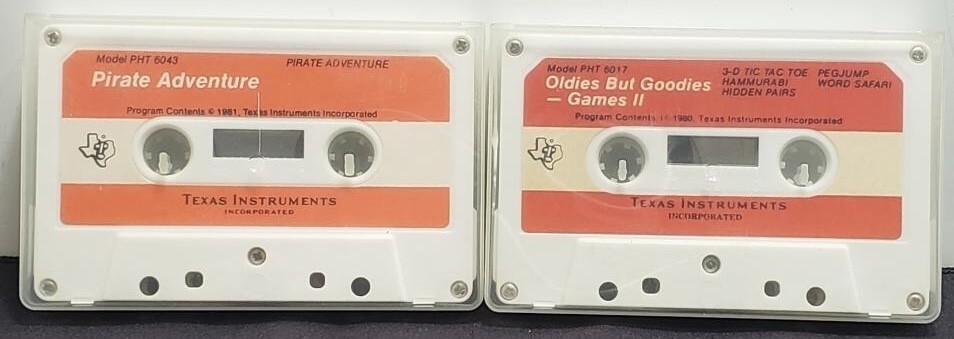 VTG Texas Instrument Cassette Pirates Adventure Games II 3D Tic Tac Toe Oldie