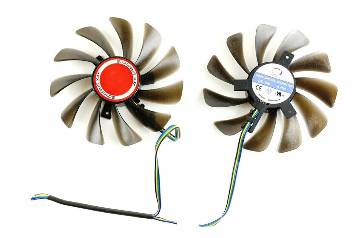 Pair Fans Cooler Fan For XFX RX 580 RX 590 CF1010U12S 95mm Graphics Card