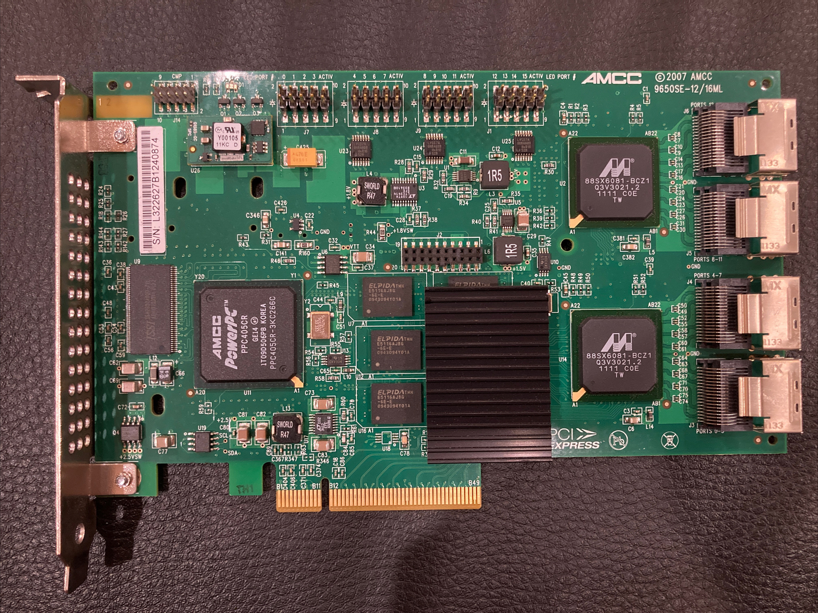 AMCC 9650SE-12ML/16ML 4 Port PCIe SATA II RAID Controller Card