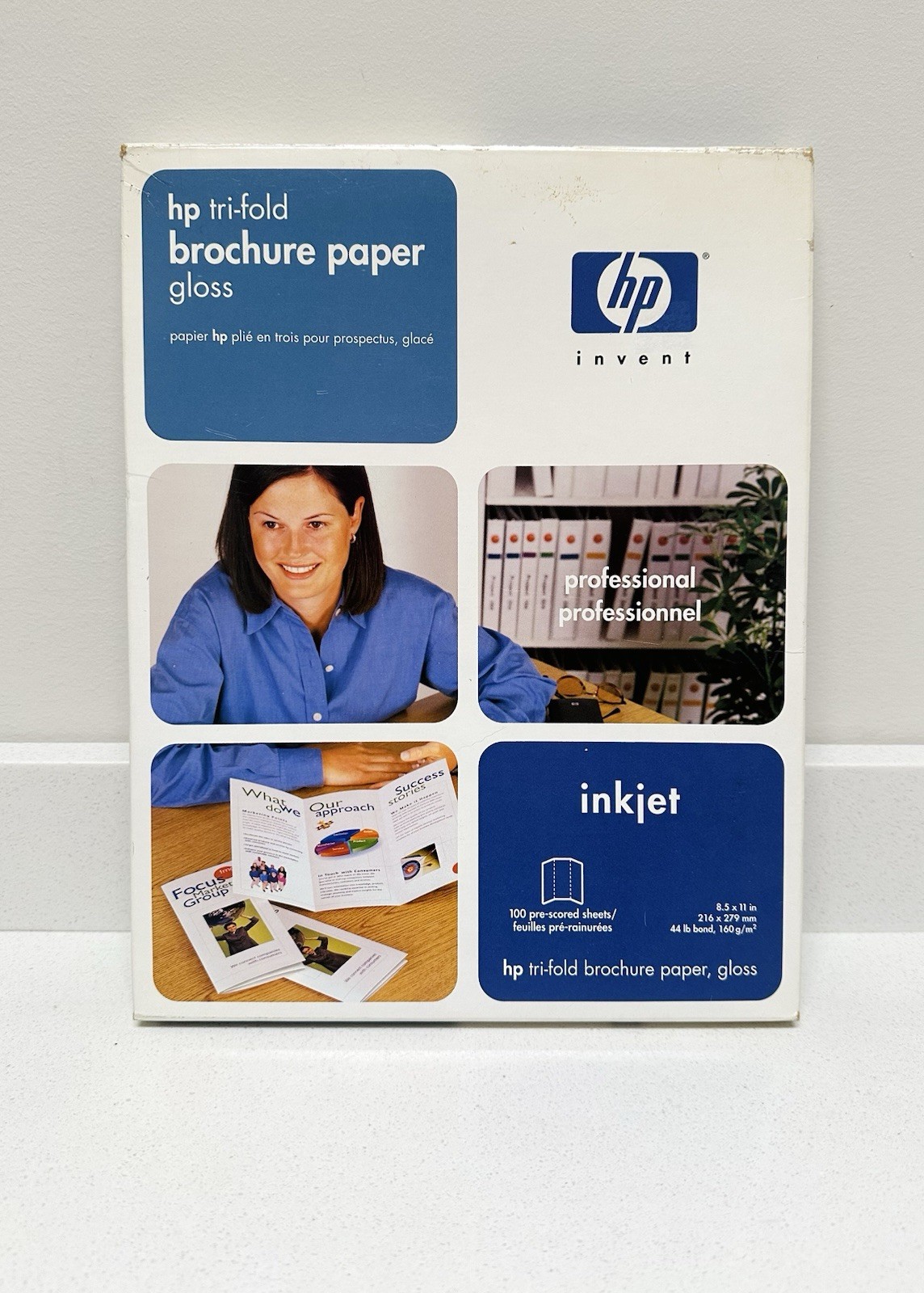 HP Tri-fold Glossy Brochure Paper Inkjet 100 Sheet 8.5x11 44lb Bond