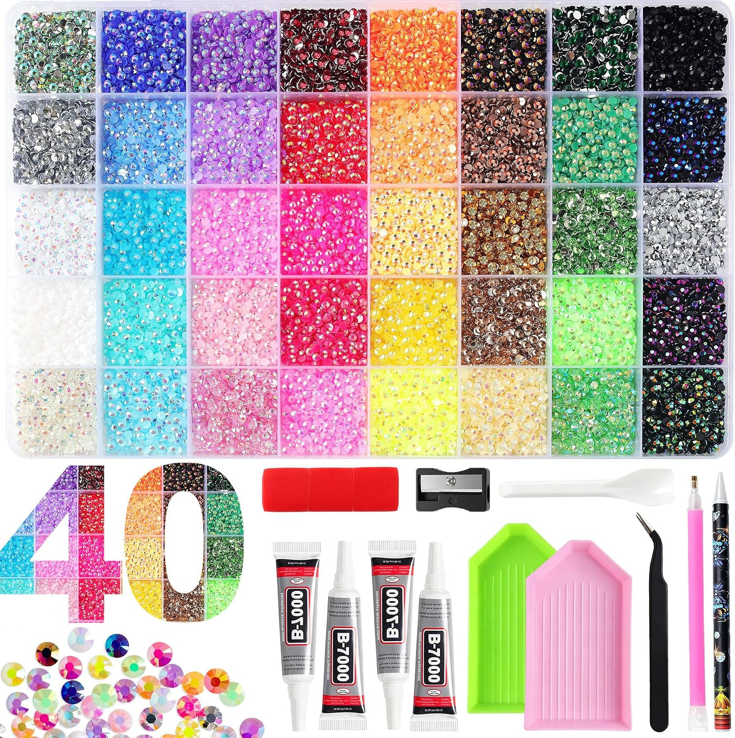 50000Pcs 40 Colors 3Mm Jelly Resin Rhinestones for Bedazzling Kit | Multicolor F