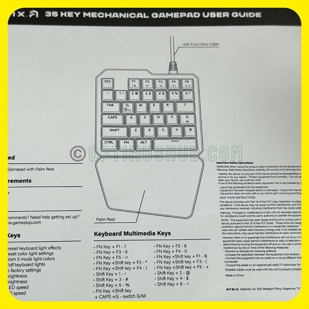 Atrix 35-Key RGB Mechanical Gaming Keypad, BLACK Switches, Palm Rest, Wired NEW