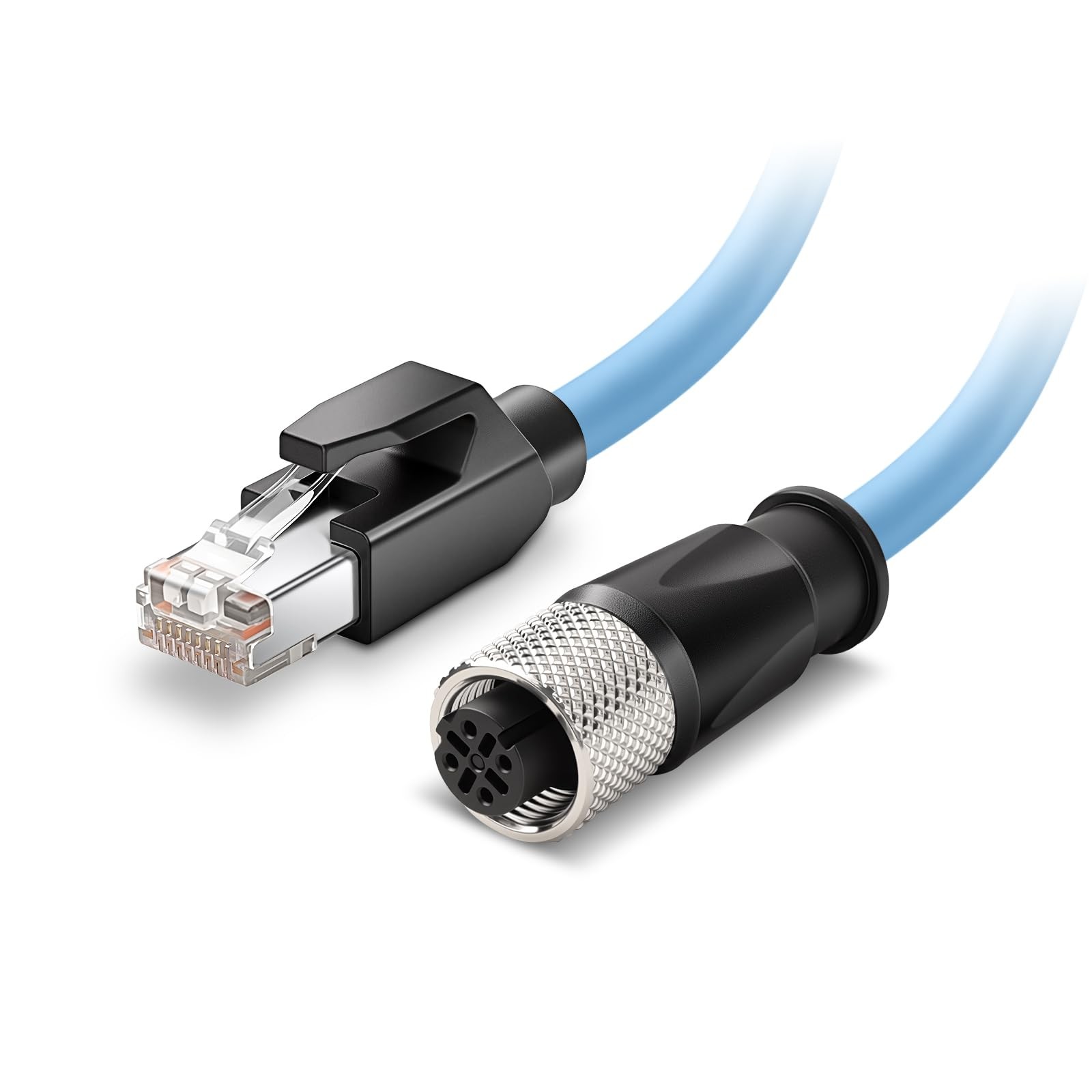 Industrial Ethernet M12 4Pin D Code To RJ45 Cat6 Shielded Waterproof 50CM