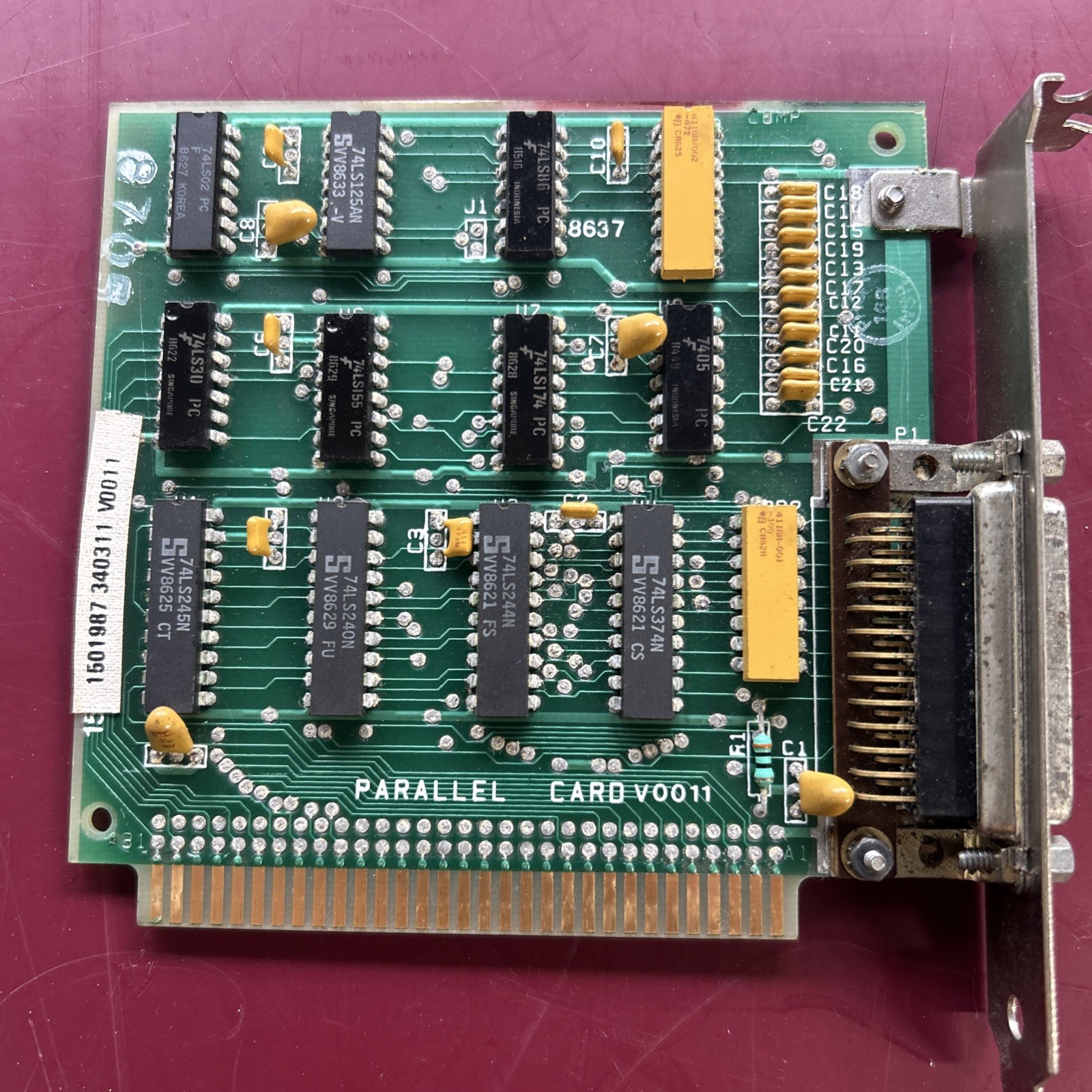 IBM Parallel Printer Port 8bit ISA Card 5150 5160 PC XT 1501987 UNTESTED