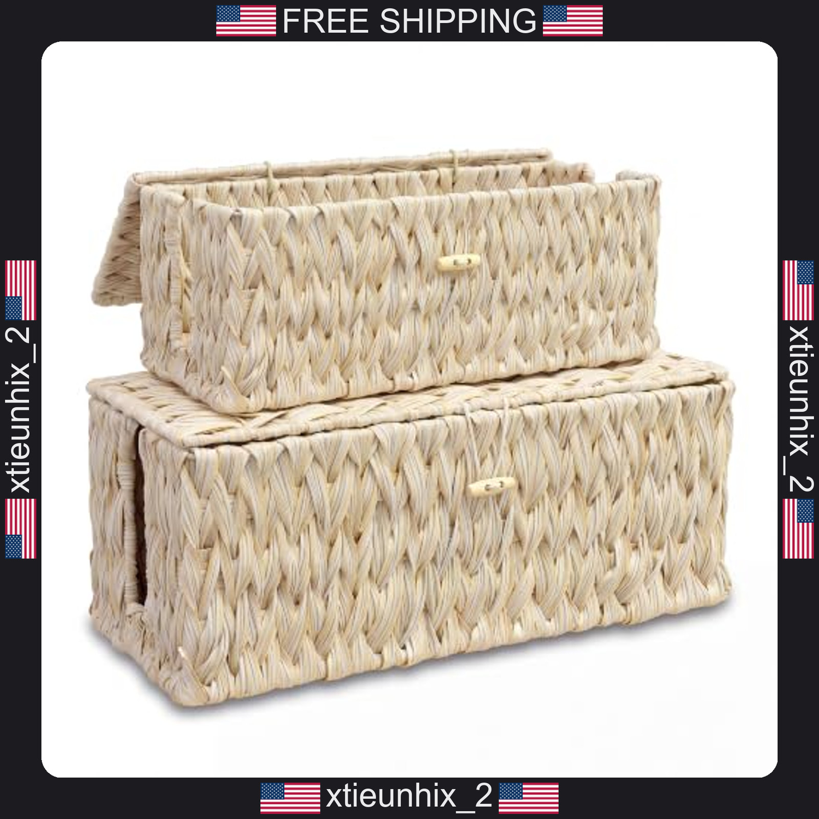 Cable Management Box 2 Pack Plastic Organizer Basket for Cords and Wires