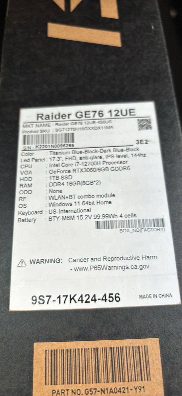 MSI Gaming Computer 17.3 Inch 144hz