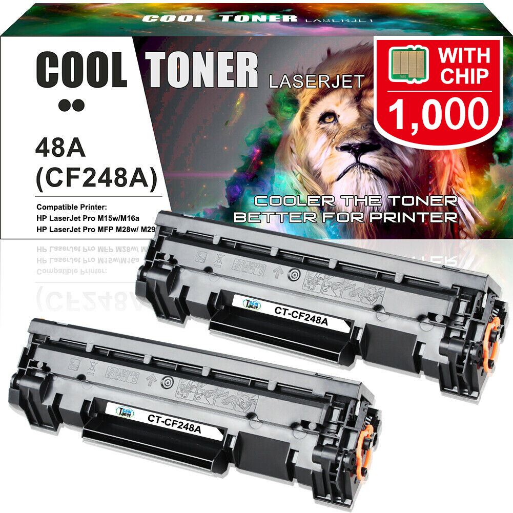 2× Toner Compatible with HP 48A CF248A LaserJet Pro M15w M16a MFP M28w M29w M28a