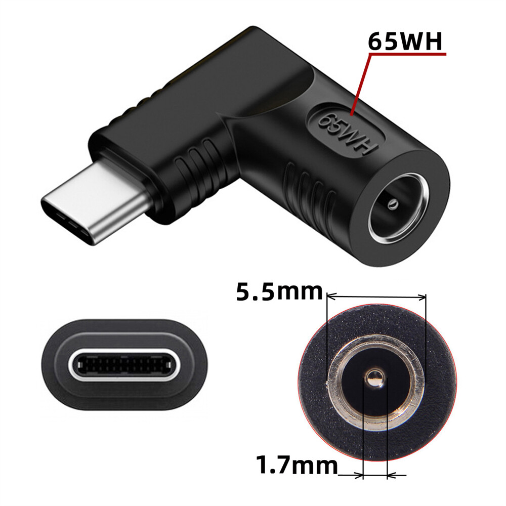 CY DC Power Plug Charge to USB-C Adapter Type-C Connector for Laptop 65W