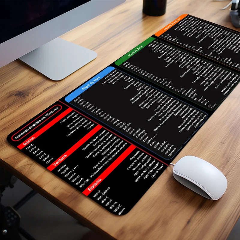 Spanish Excel Shortcuts Pattern Large Mouse Pad Office Desk Mat Computer Keyboar