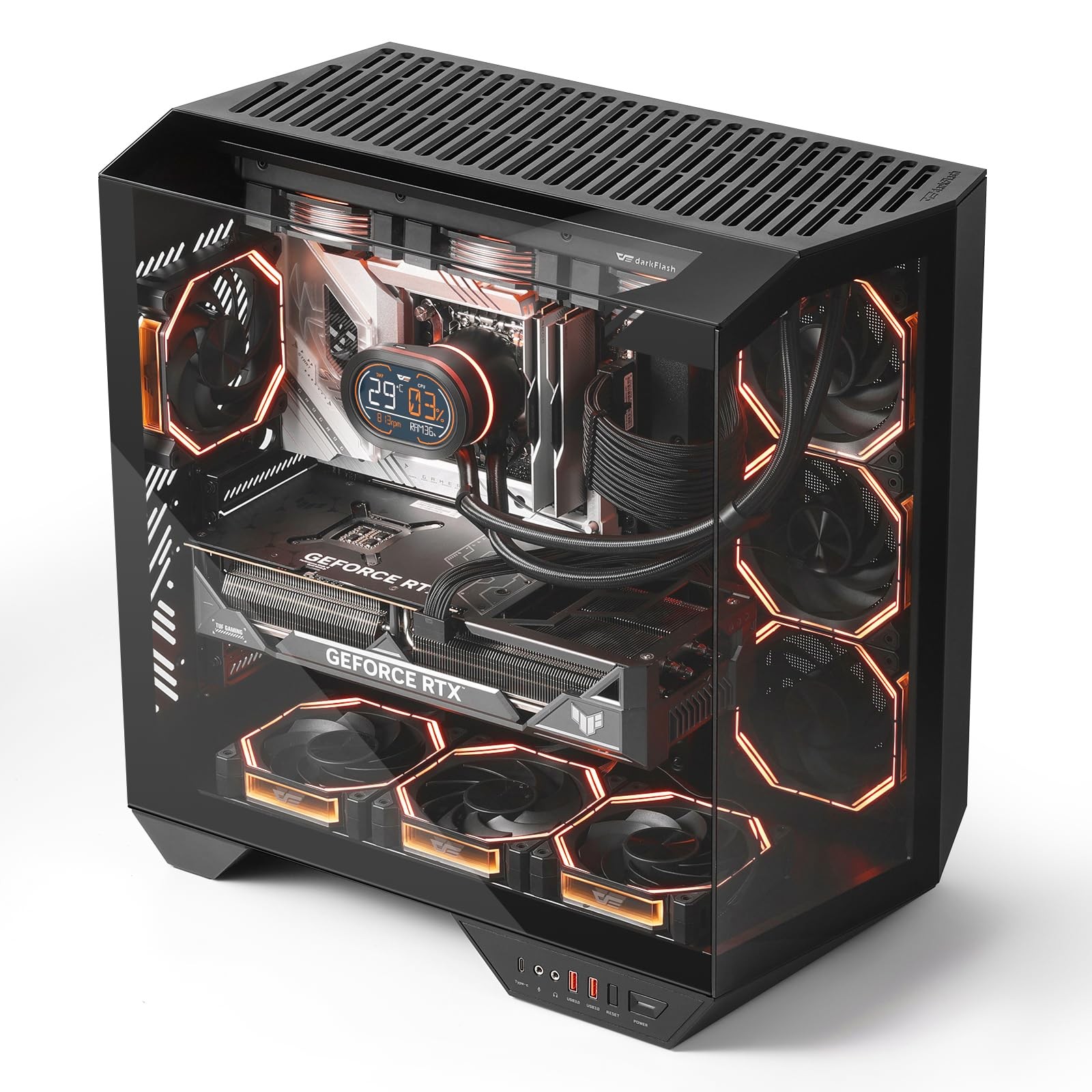 Full-Tower Gaming PC Case, Vertical Mounting, Back Plug-in Motherboard