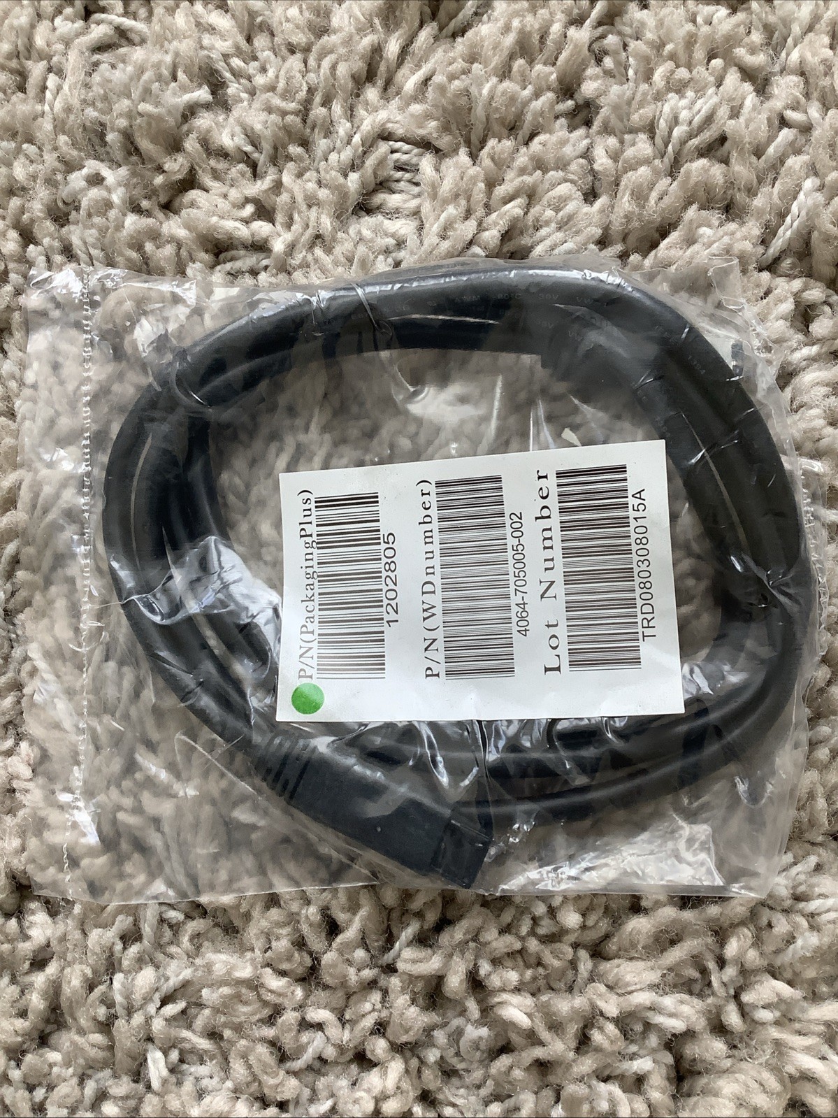 Generic Black Data Power Cable in Sealed Plastic Bag