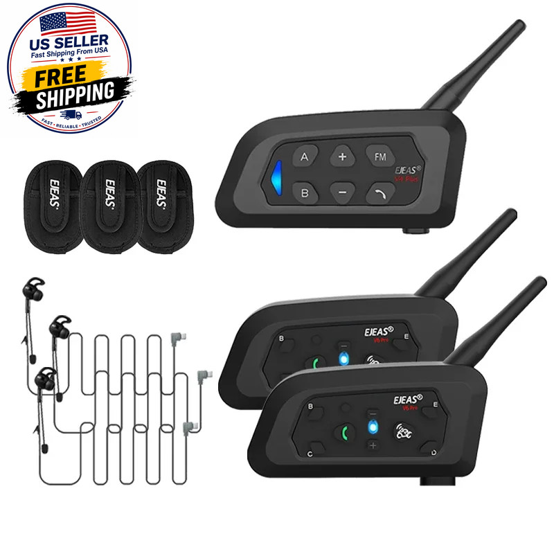 1PC V4C PLUS+2PCS V6C PRO 3 Users In-Ear Referee Intercom Headset 1200M Full Dup