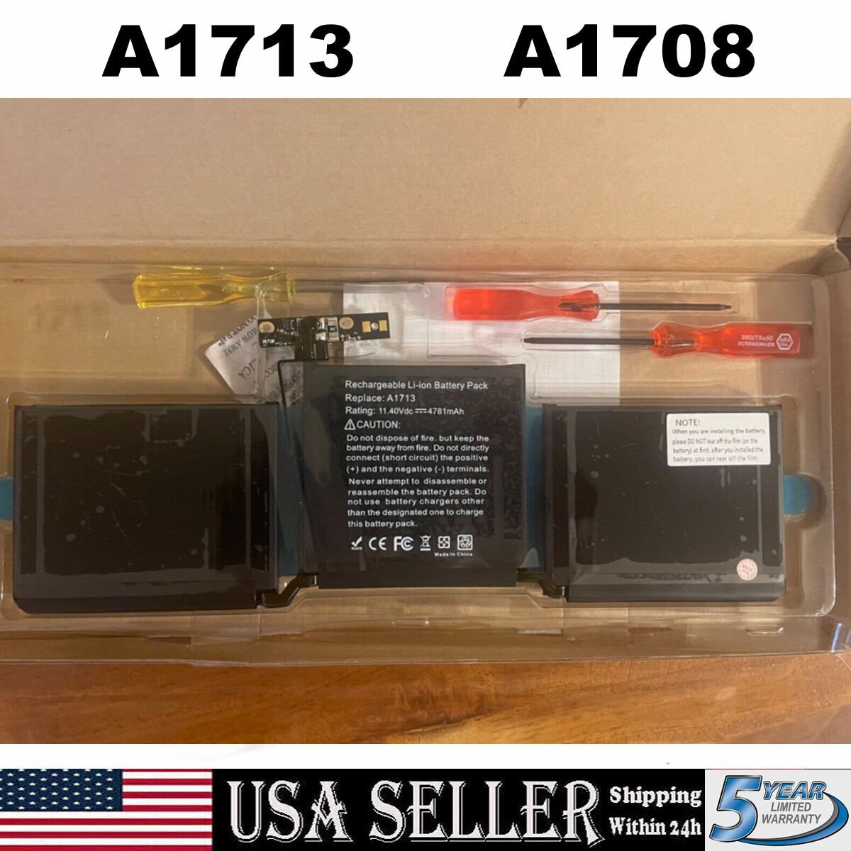 A1713 Battery Genuine for MacBook Pro 13" A1708 Late 2016 2017 EMC 2978 3164