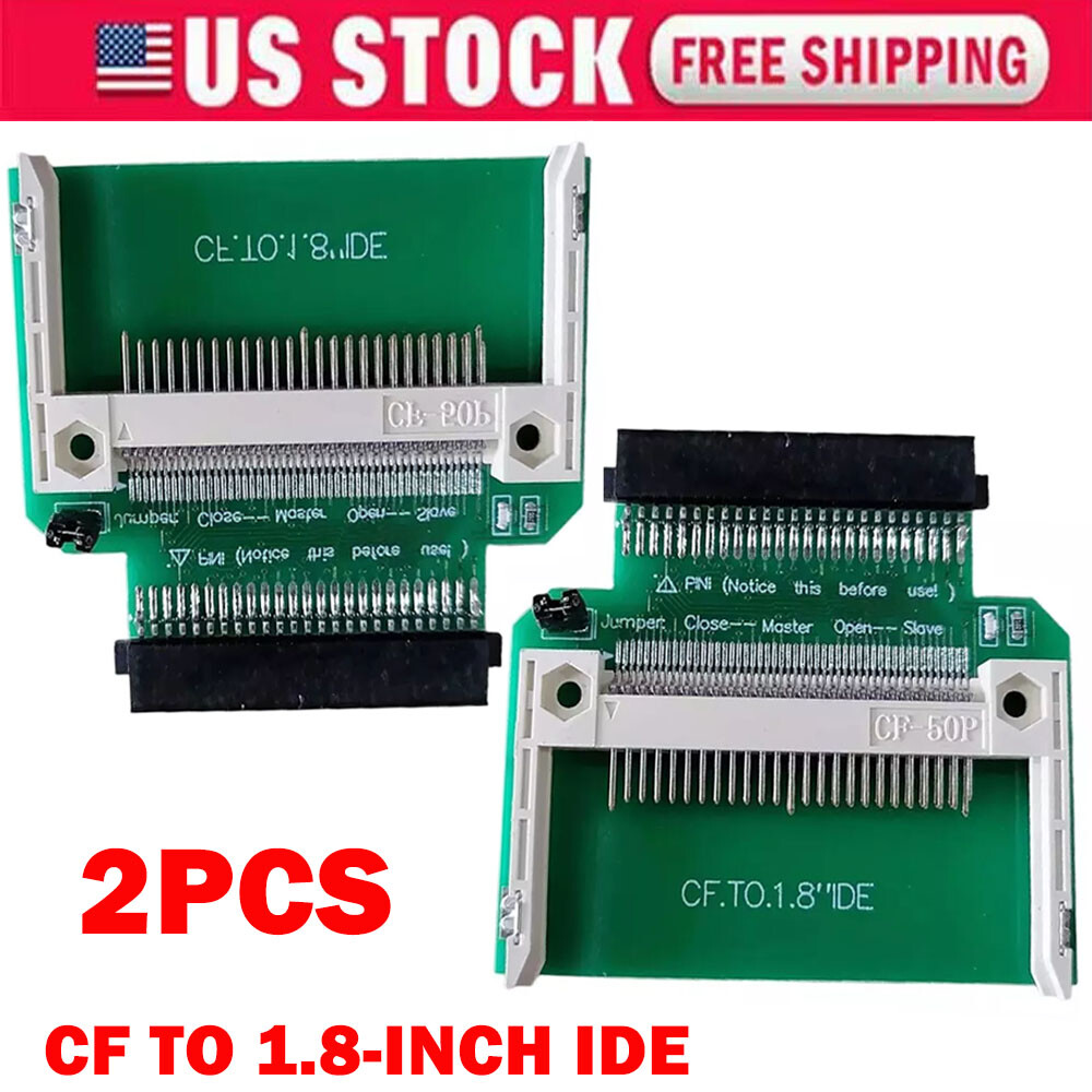 2x CF Compact Flash Memory Card To 50pin 1.8" IDE Hard Drive For SSD Converter