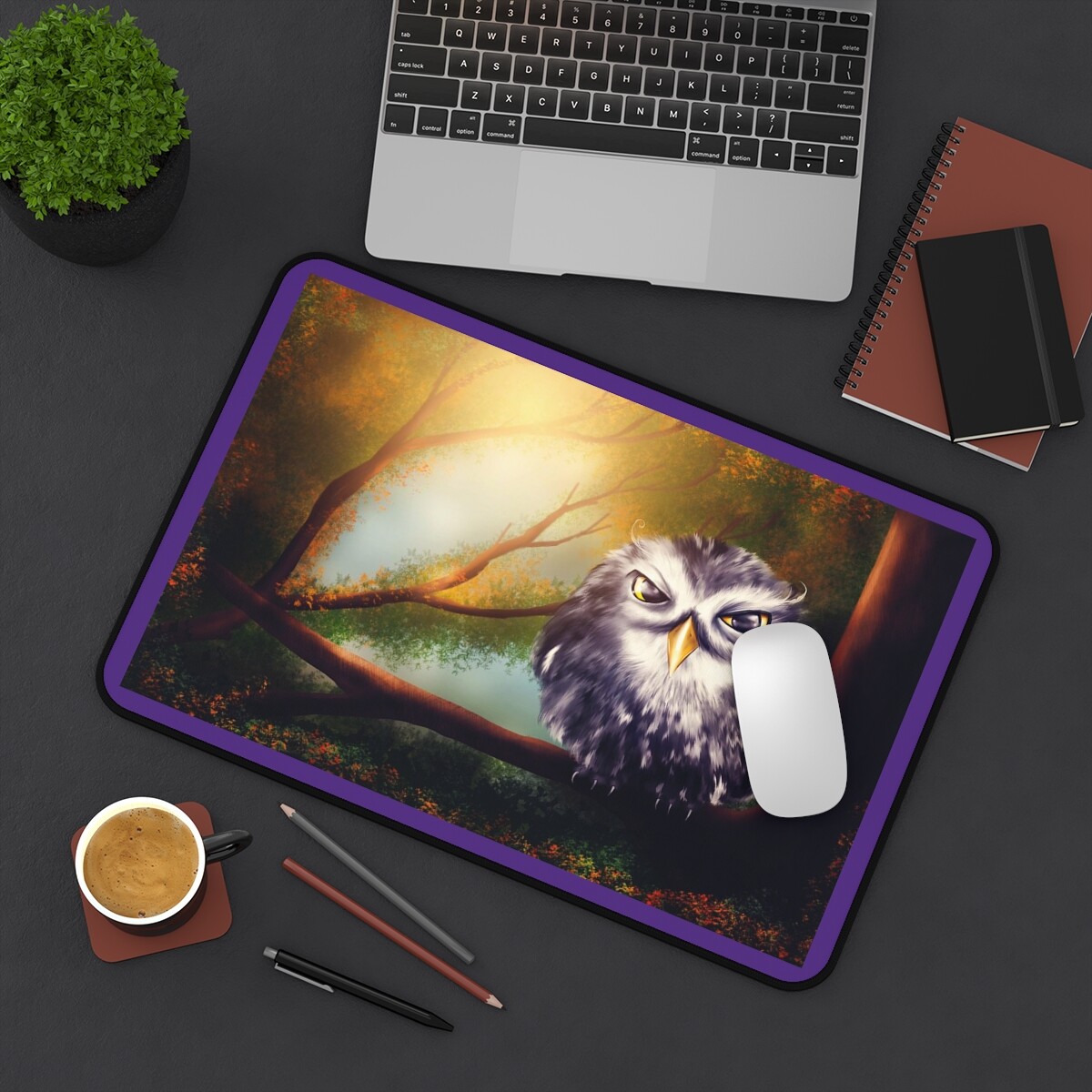 Fall Owl Desk Mat Mouse Pad