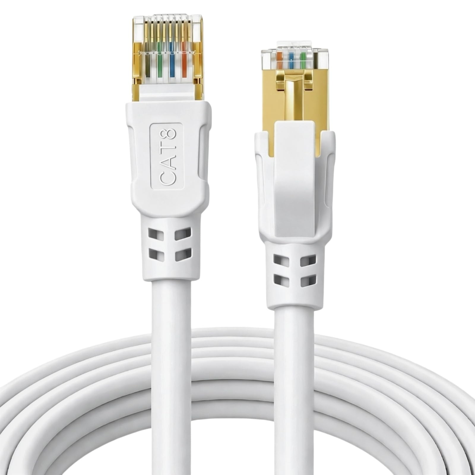Cat 8 Ethernet Cable 65FT, 40Gbps Round Internet Cable (65ft, White)