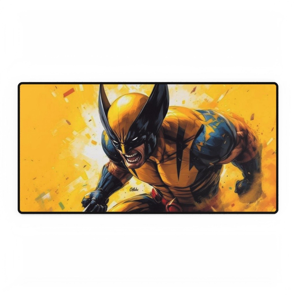Wolverine Charging Forward Dynamic Yellow Suit Mouse Pad Desk Mats Marvel Comics
