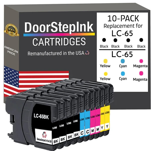 DoorStepInk Compatible Ink Cartridge for Brother LC65 4Black / 2(C,M,Y) 10PK-USA