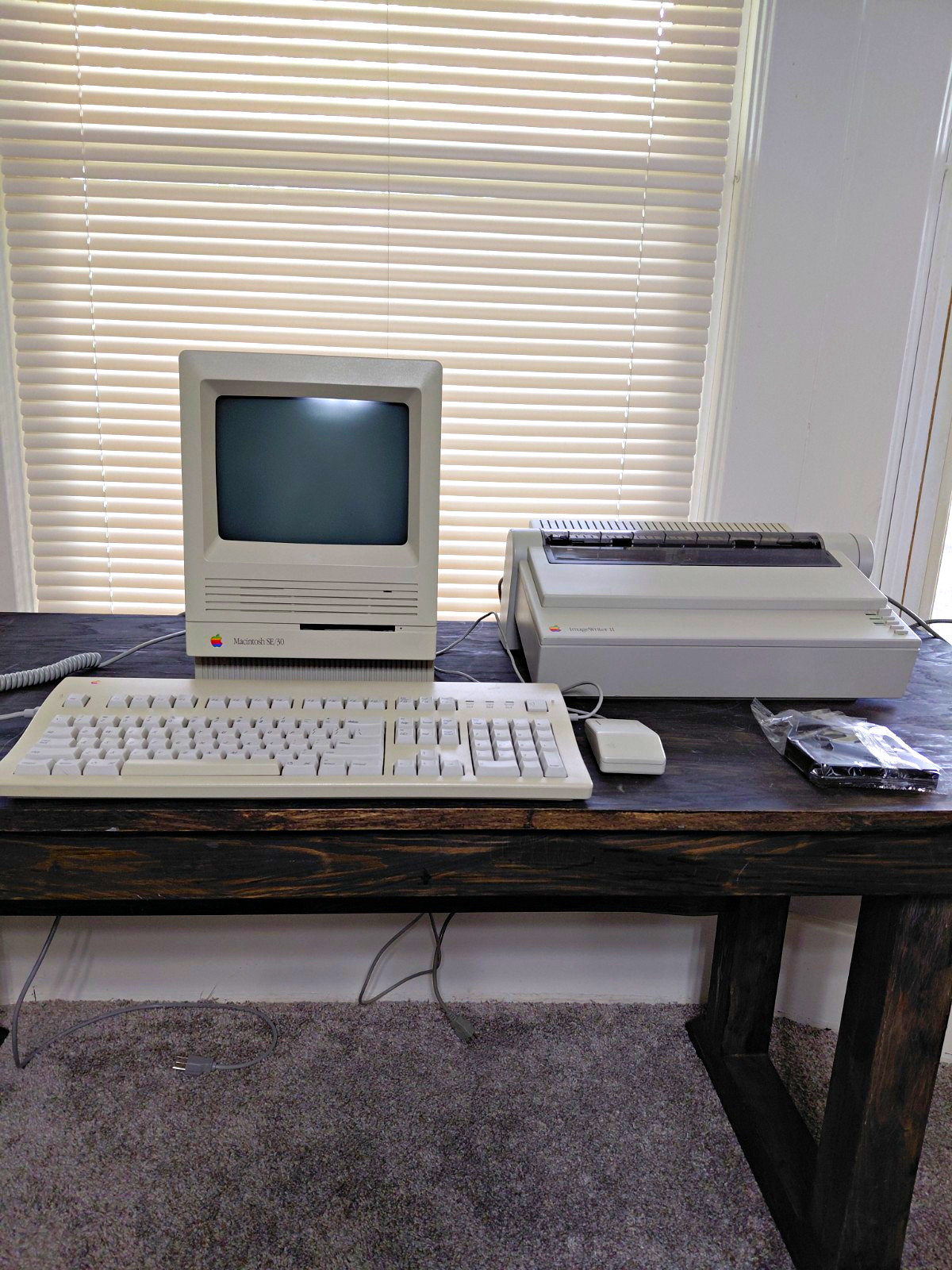 Apple Macintosh SE/30 Vintage Desktop w/ Keyboard, Mouse & ImageWriter II