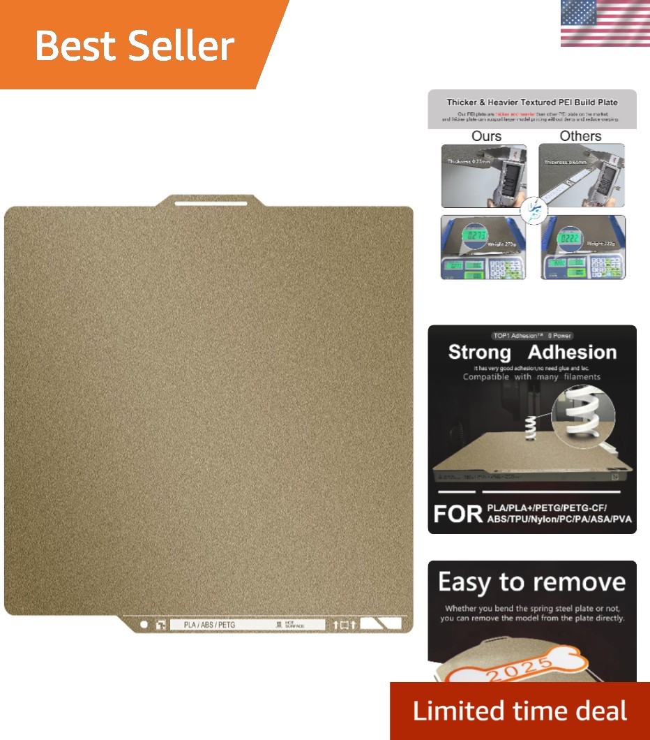 Thicker 0.77mm Textured PEI Build Plate with QR Code for Bambu Lab P2S X2D X1...